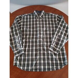 Pendleton Button Down Shirt Mens Medium Plaid Check Long Sleeve 100% Cotton